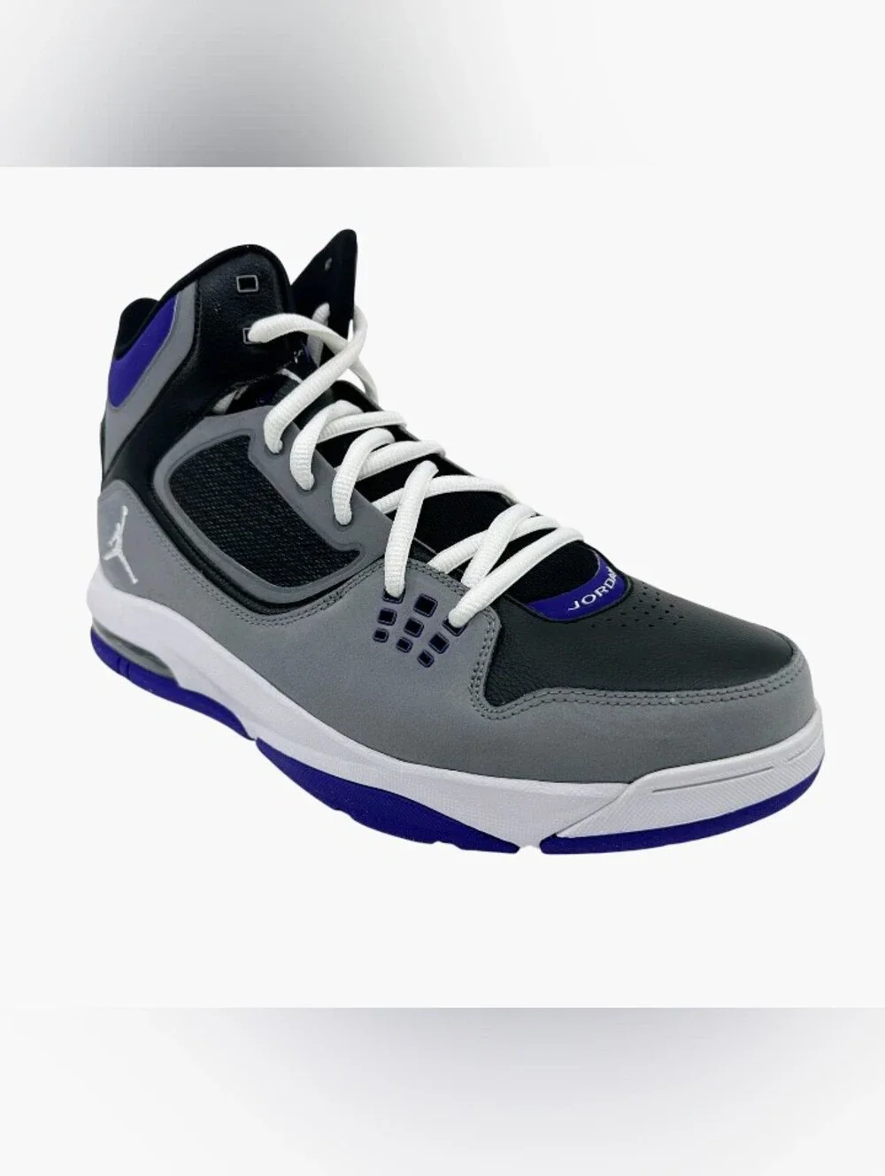 Jordan High-Top Sneakers in Gray, Black & Purple